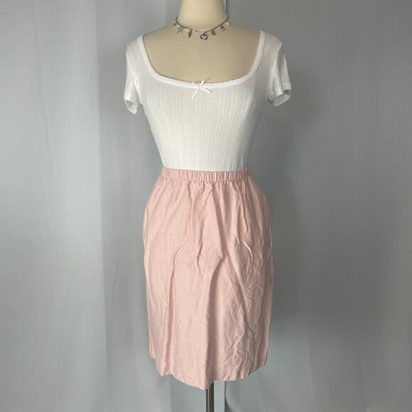 Vintage Pencil Skirt Size 10 Pink Pastel Minimal Retro Preppy Feminine Coqutte - Picture 2 of 13